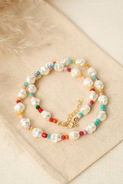 Heliophilia Silver Collar de Metal Multicolor con Diseño de Cuentas